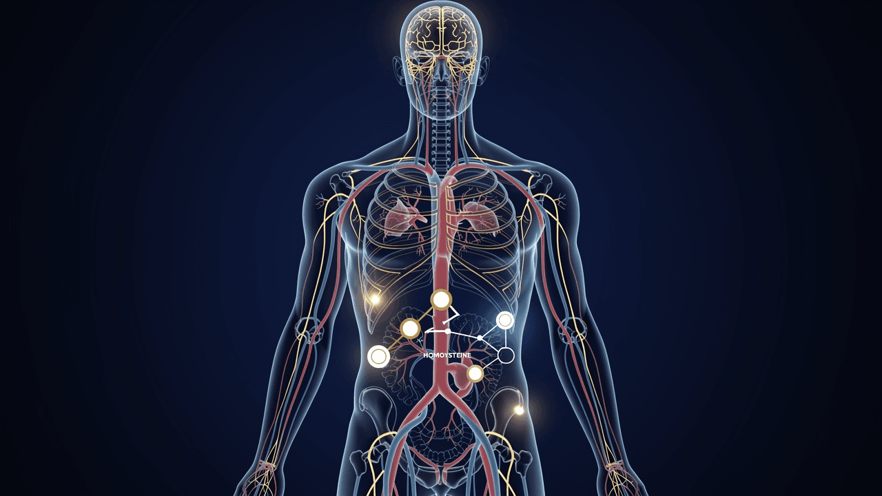 Abstract visualization of the homocysteine neural and cardiovascular pathway